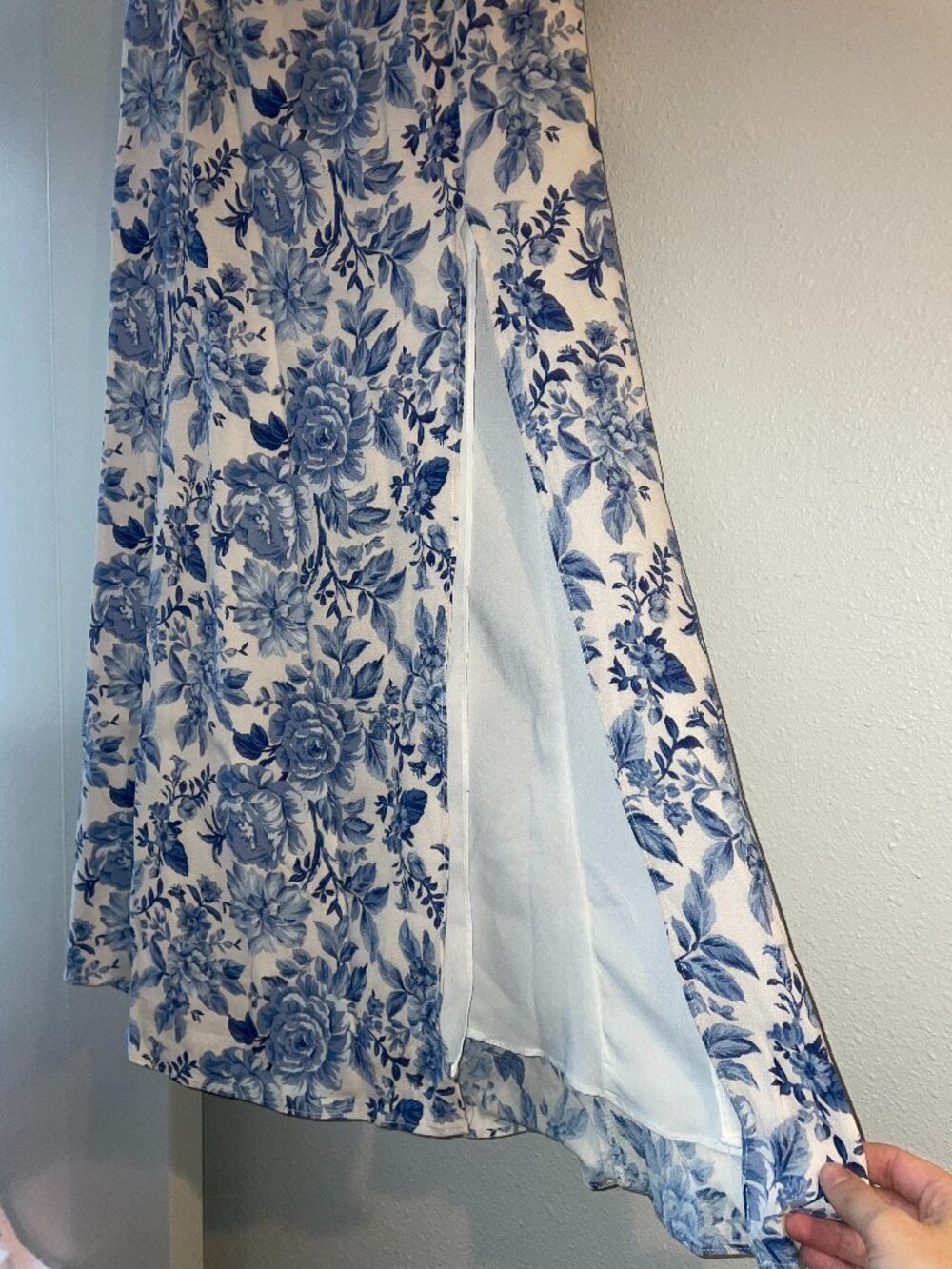 NWOT Dress Forum Floral Midi Slit Dress - Parisian Blue - Picture 3 of 10